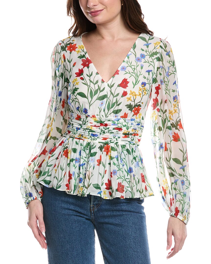 

Блузка с баской Rebecca Taylor Botanica Fleur, белый