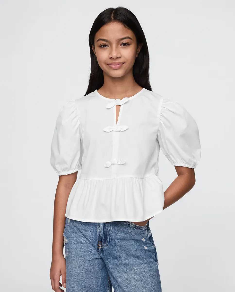 

Блузка с пышными рукавами Gap, белый