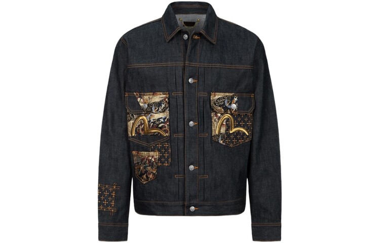 

Джинсовая куртка мужская джинсовая синяя Evisu, синий