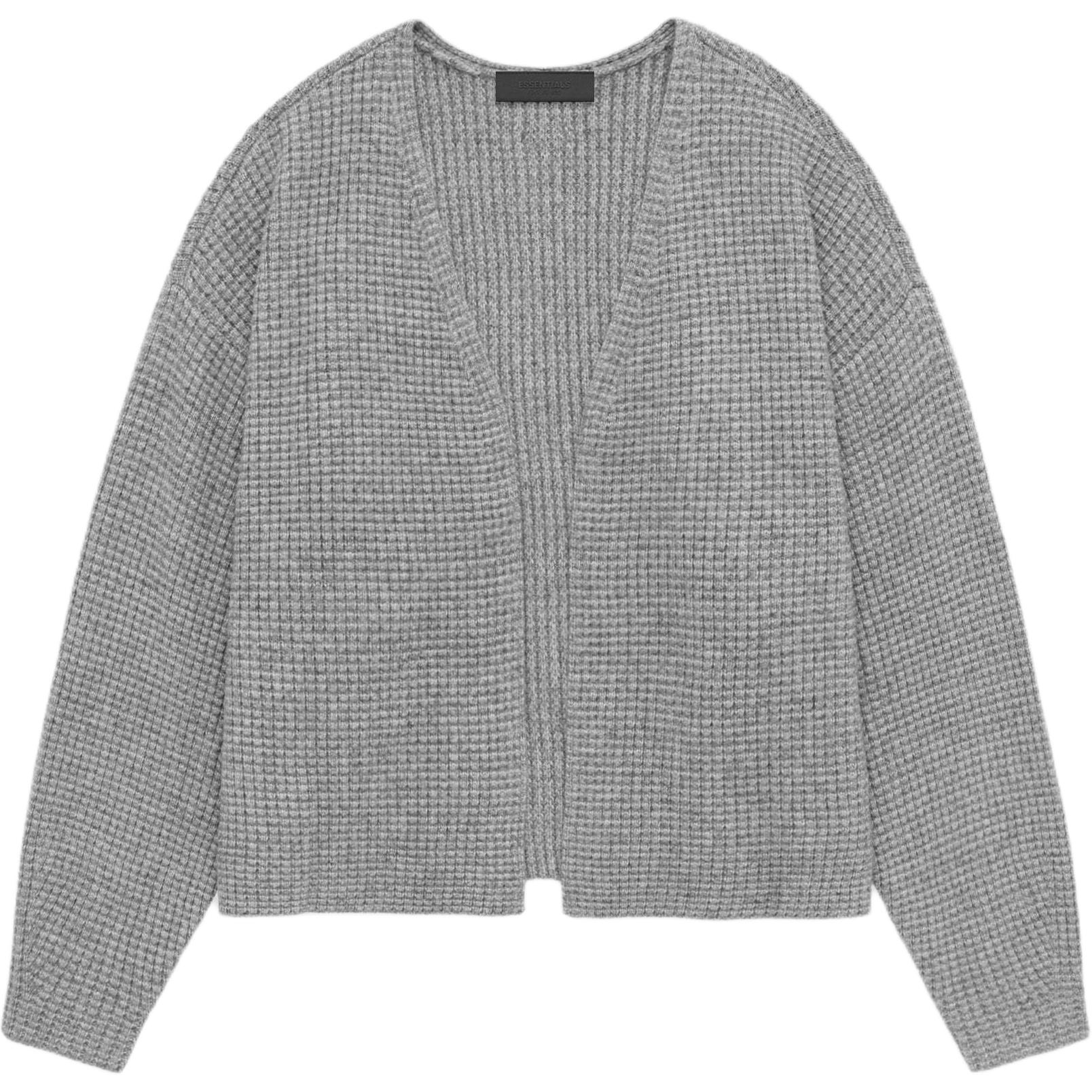 Плотный вафельный кардиган Fear Of God Essentials, oat серый/темный heather — фото 3