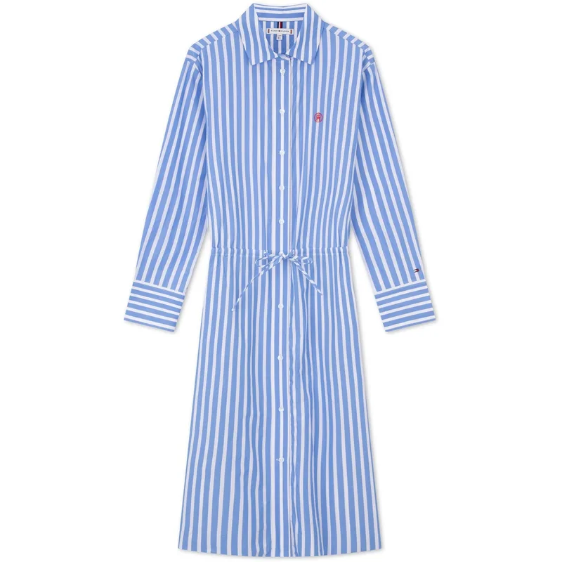 Полосатое платье-рубашка миди Tommy Hilfiger, Blue White Stripes 0A4