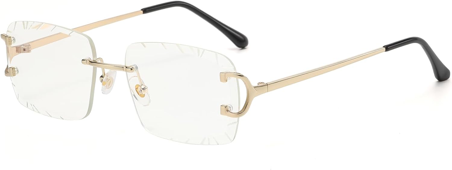 

Ретро-солнцезащитные очки без оправы прямоугольной формы для мужчин и женщин, роскошные квадратные очки без оправы, модные, с алмазной огранкой FLJMRAVER, A7* Gold / Transparent