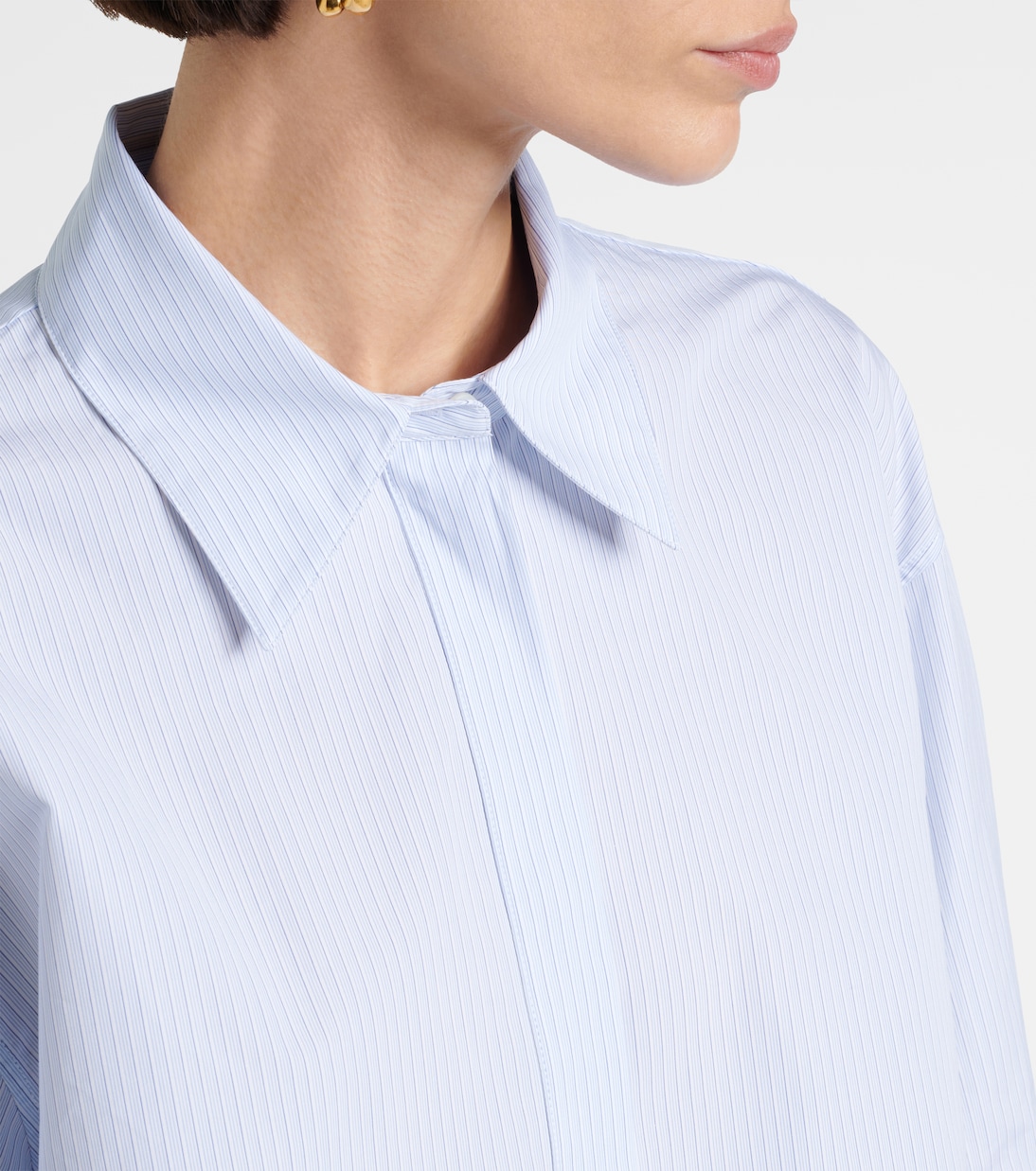 Пятничная рубашка из хлопкового поплина Jil Sander, Blue Fly Catcher — фото 4