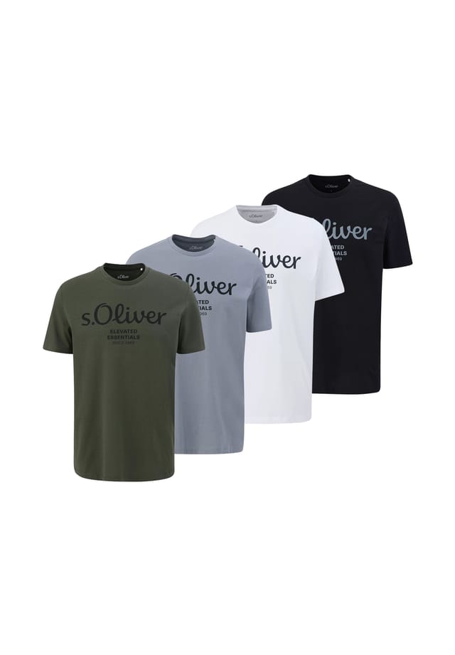 

Футболка в упаковке 4 шт. - базовый принт с логотипом круглый вырез хлопок S.Oliver, мультиколор