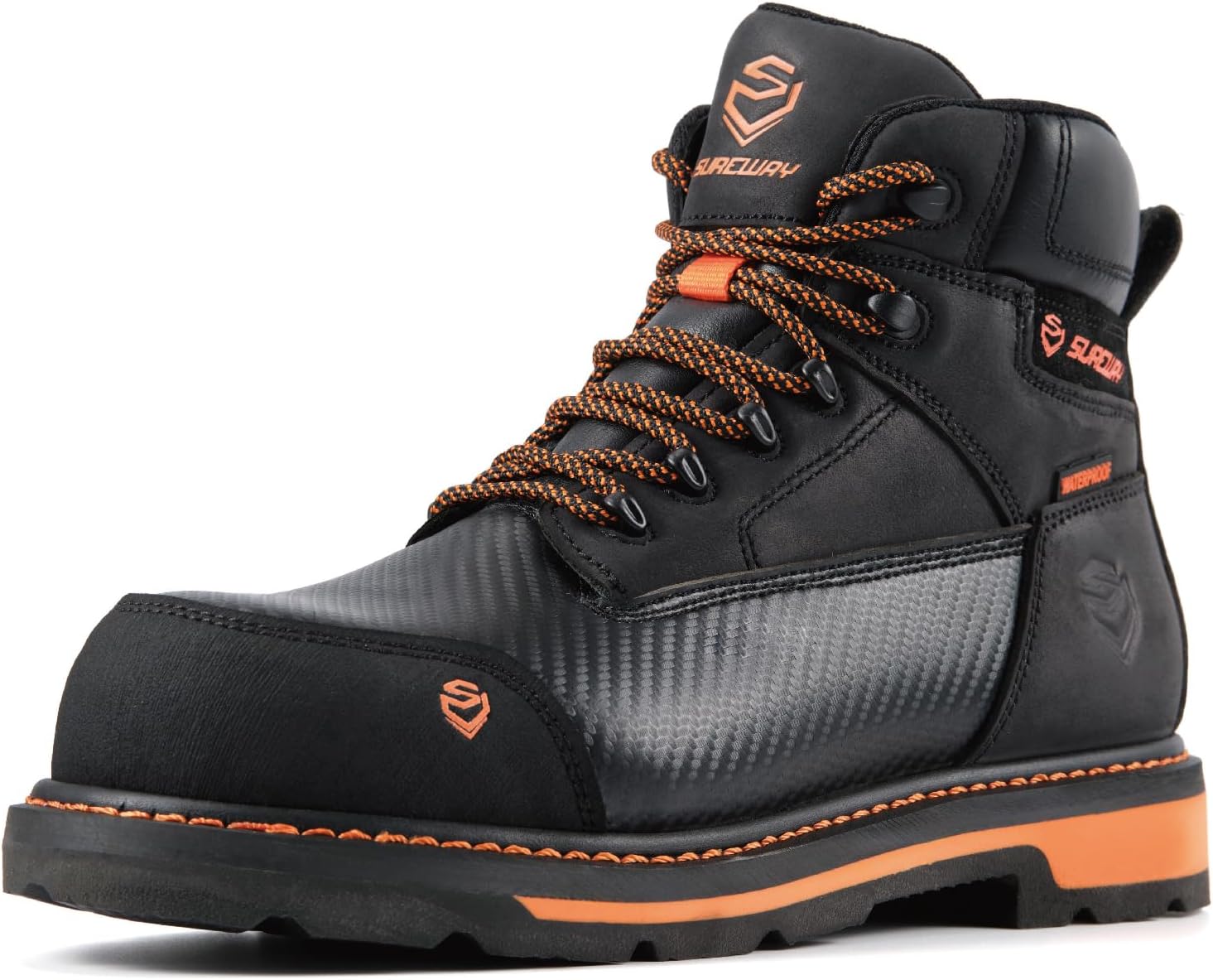 

Мужские ботинки SUREWAY с мягким/композитным носком, 6, водонепроницаемые, с жесткой подошвой Goodyear, маслостойкие/противоскользящие, с двухслойной комфортной подошвой, из кожи Crazy Horse, для строительства и промышленной безопасности, черный...