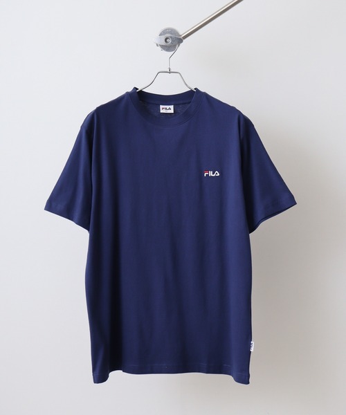 

Футболка из хлопка с вышитым логотипом и карманом FILA, темно-синий