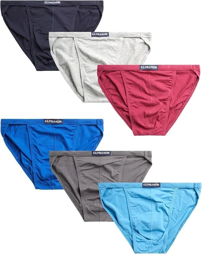 Плавки U.S. Polo Assn., красный/синий/серый/пурпурный, 6 шт