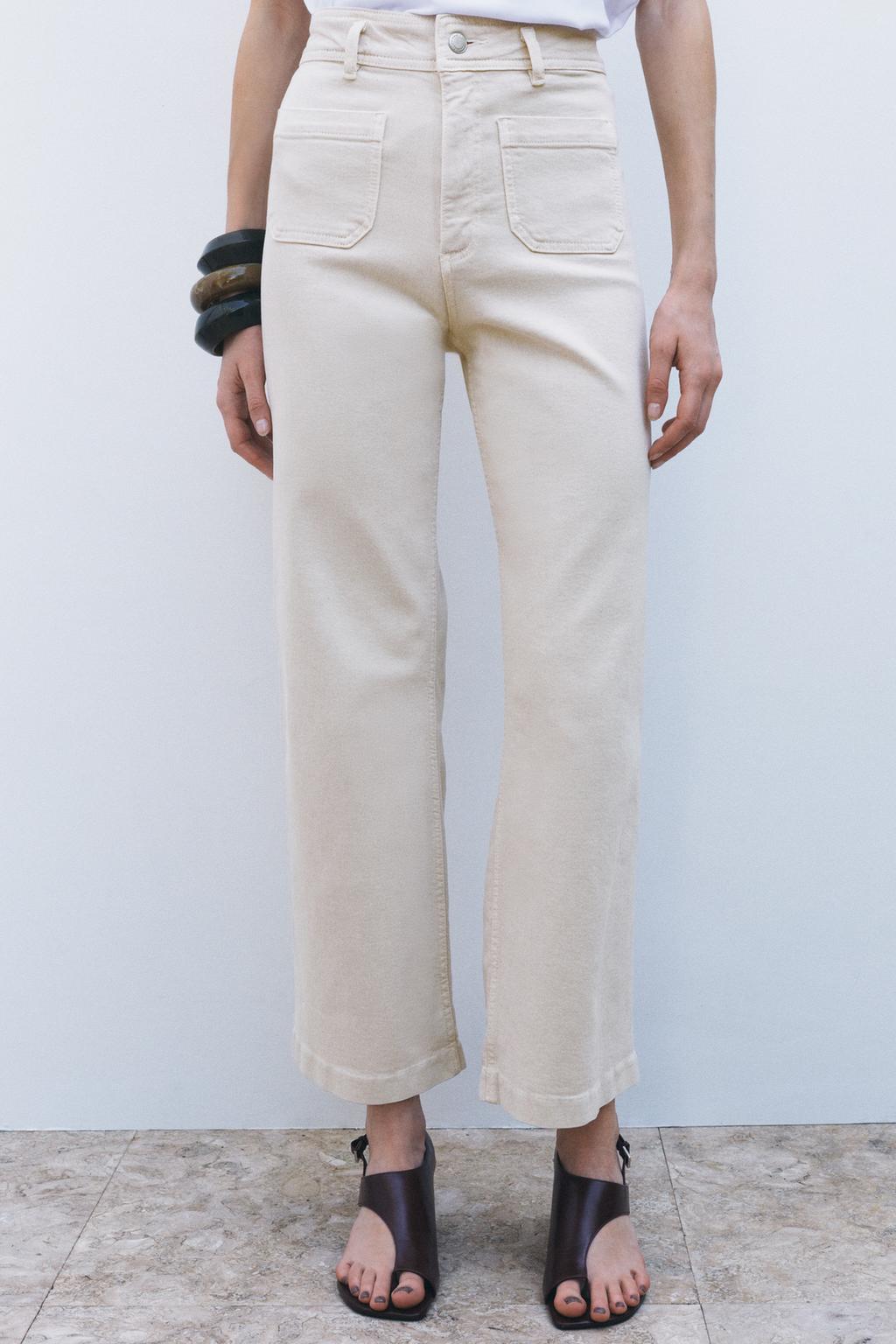 

Широкие джинсы с высокой талией ZARA, цвет Stone