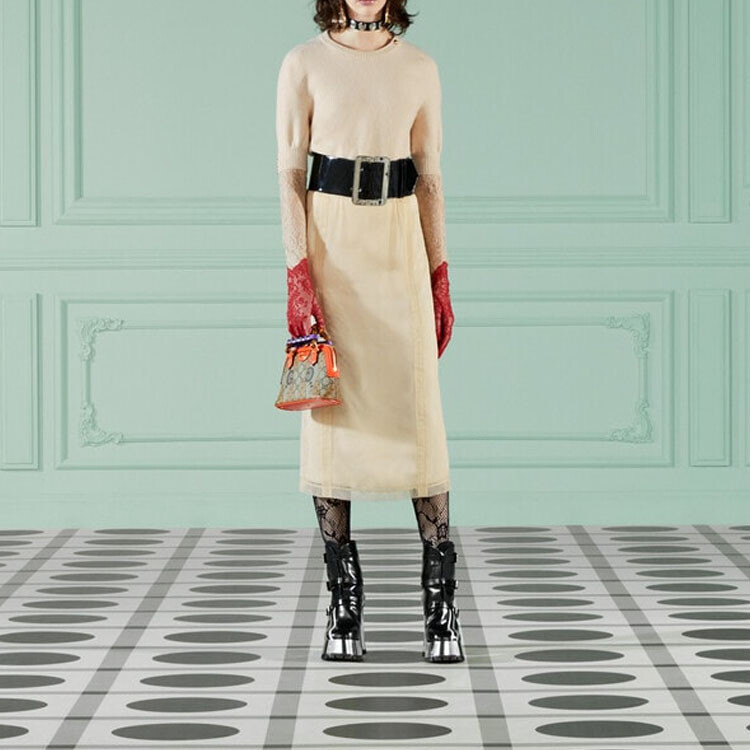 Повседневная длинная юбка женская бежевая Gucci — фото 2