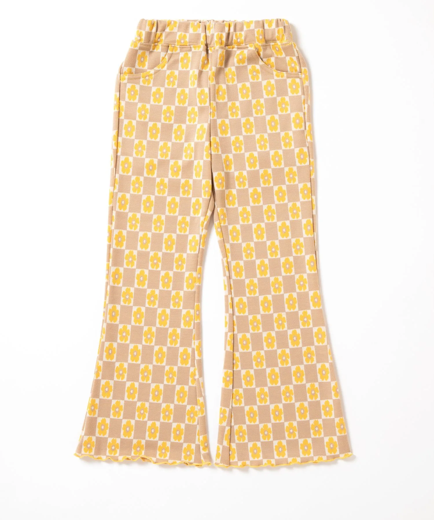 Расклешенные брюки из жаккардовой ткани по всей поверхности Ever Closet, Flower Yellow — фото 3