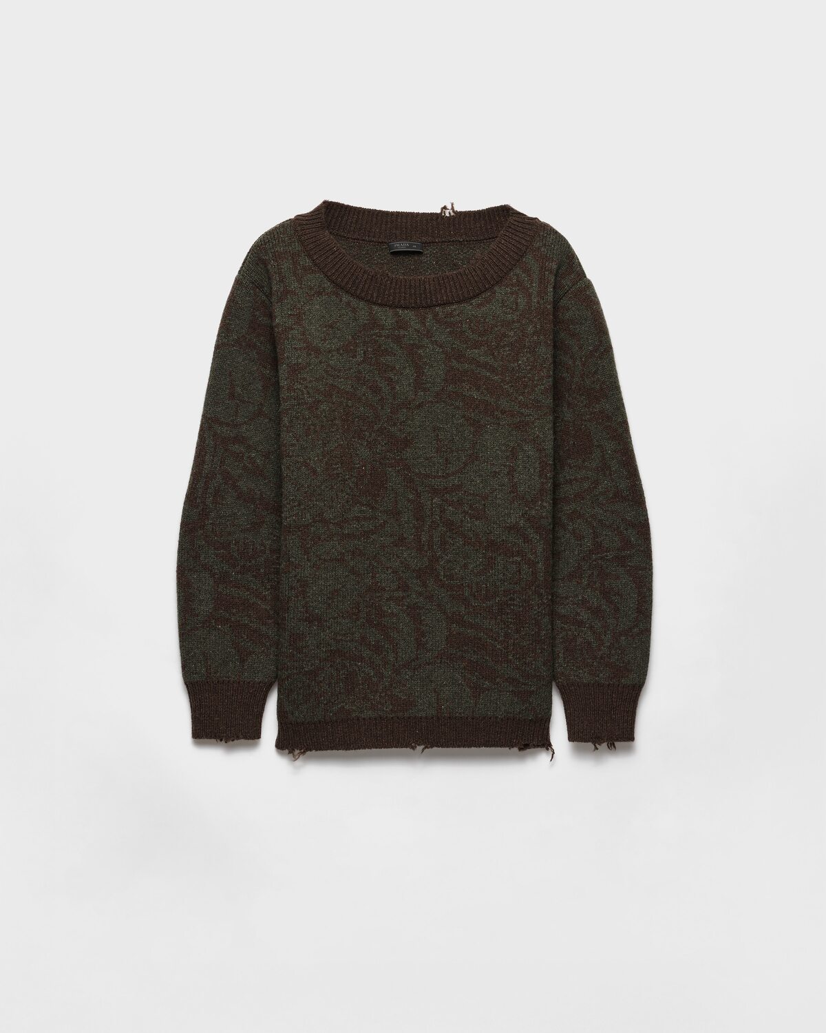 

Свитер из шерсти шетландских овец с широким воротом Prada, эбеновый