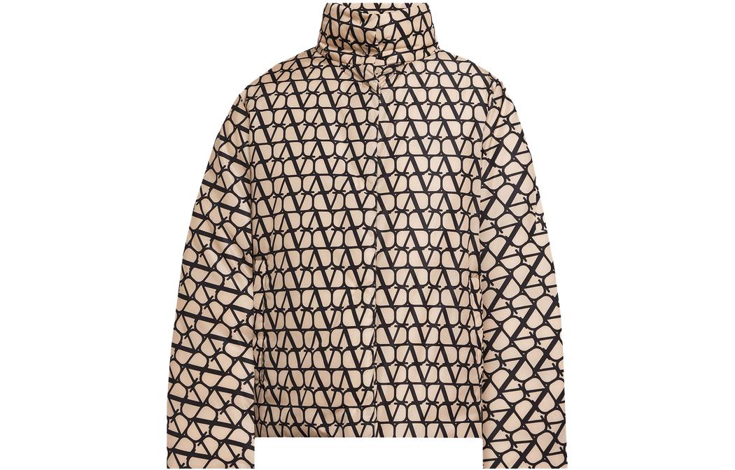 

Valentino Иконографическая парка с высоким воротником, Beige