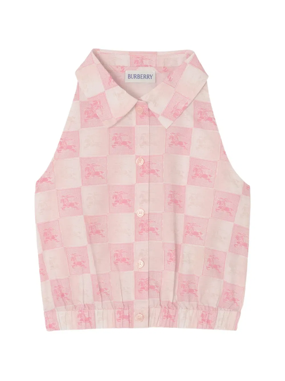 Хлопковая рубашка в клетку Ekd Burberry Kids, розовый