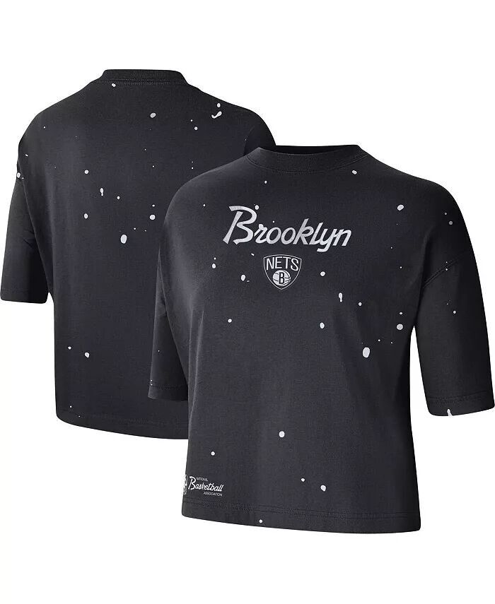 

Черная женская укороченная футболка Brooklyn Nets Courtside Splatter Nike