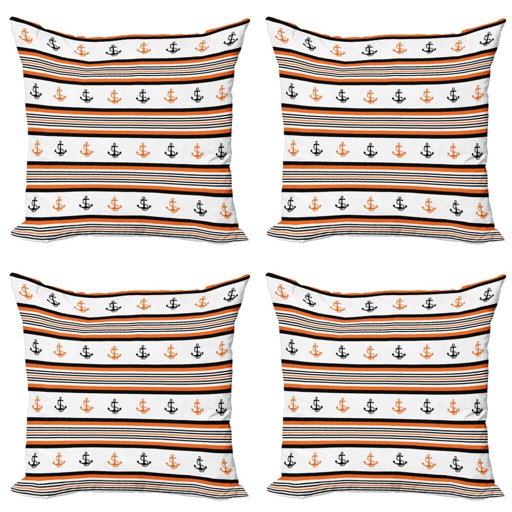 

Комплект чехлов на подушки ABAKUHAUS Anchor (4 предмета), рисунок летнего сезона, современная двусторонняя цифровая печать, 60 см x 60 см, оранжевый, черный, белый