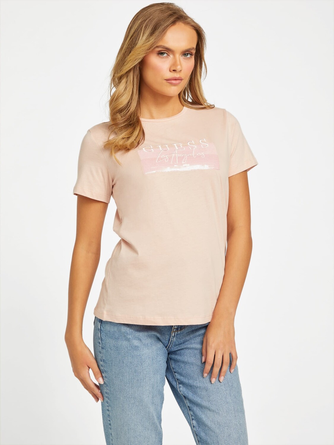 

Футболка Junie с круглым вырезом Guess Factory, цвет Vapor Rose