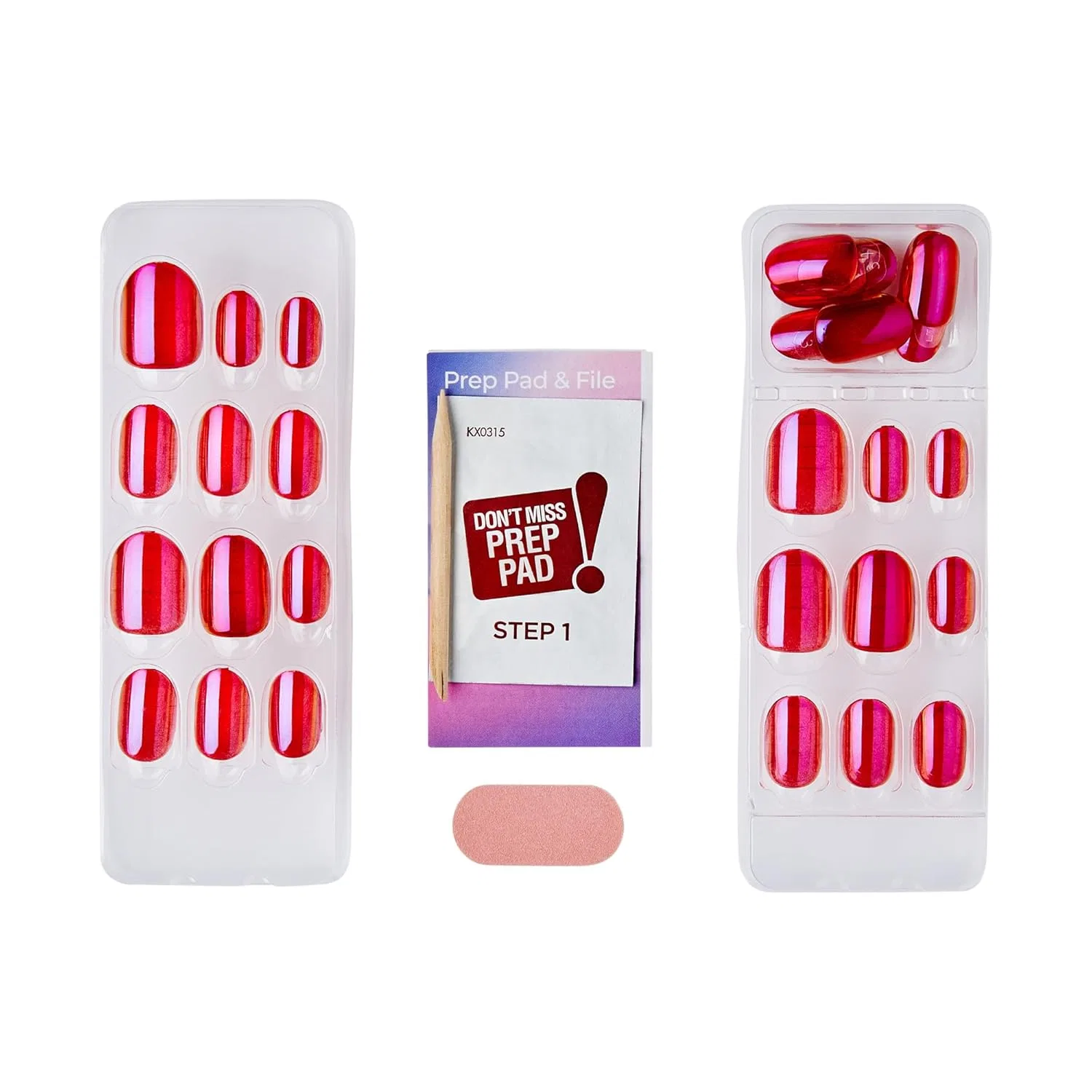 Накладные ногти Kiss ColorFX by imPRESS Floating Solid Red Pearlescent Finish Short Oval Impress — фото 4