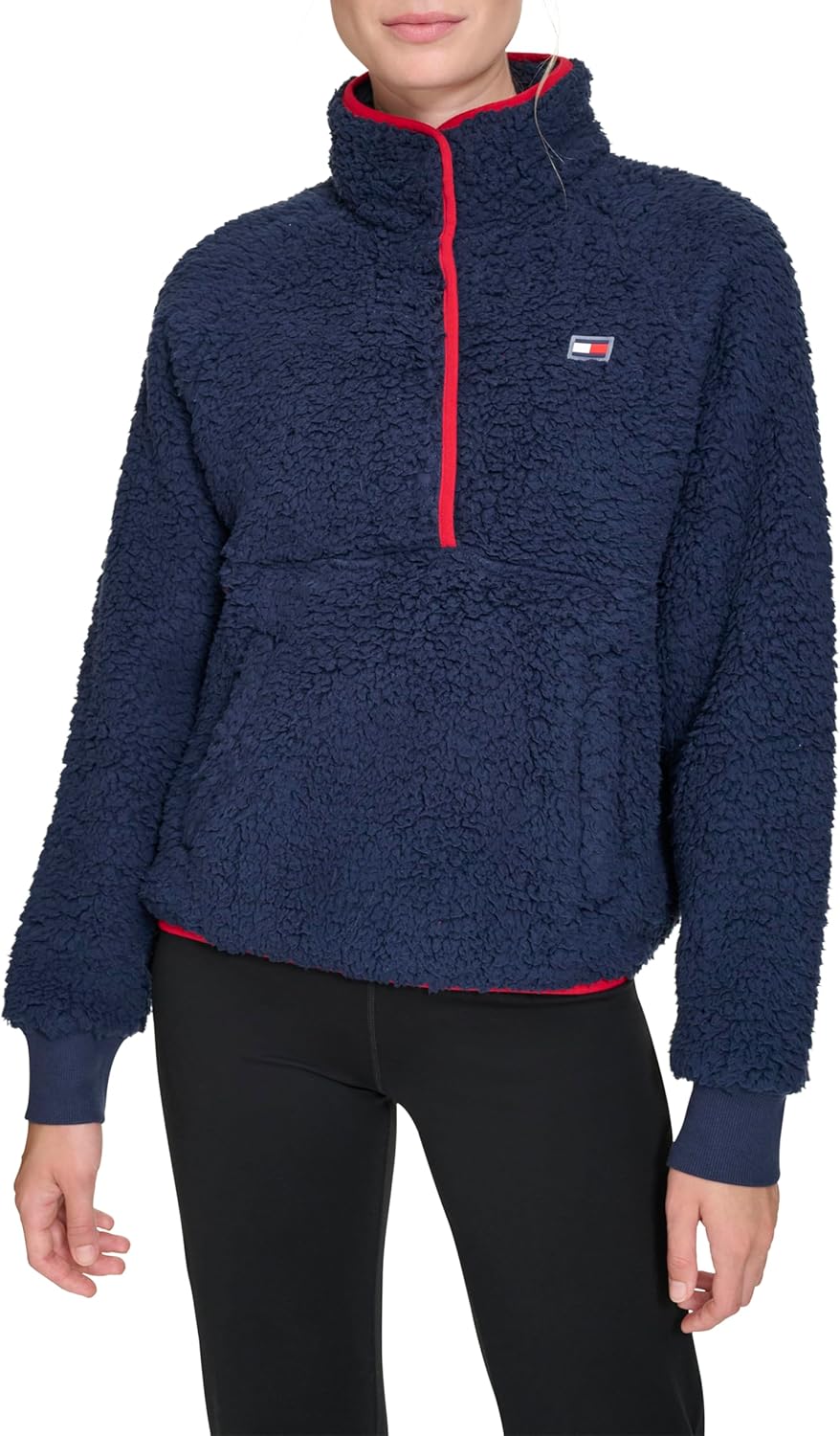 

Женская толстовка Tommy Hilfiger из искусственной шерпы с застежкой-молнией на половину длины, Navy