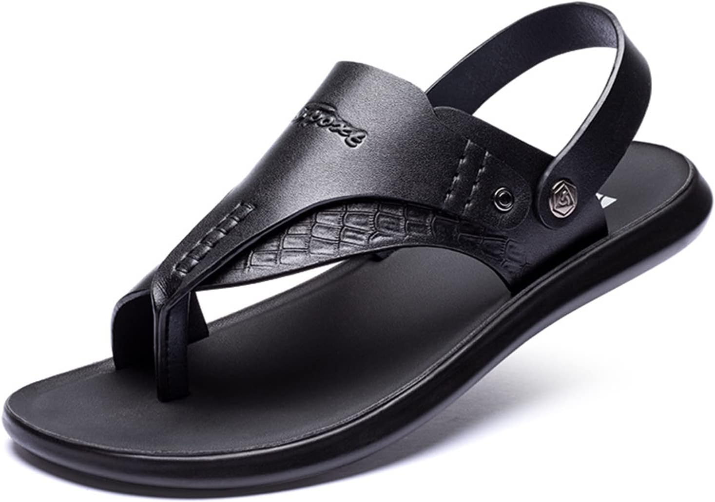 

Мужские шлепанцы Micoklinlin, модные кожаные вьетнамки, сандалии с ремешком, для дома и улицы, пляжные шлепанцы, универсальные, черный