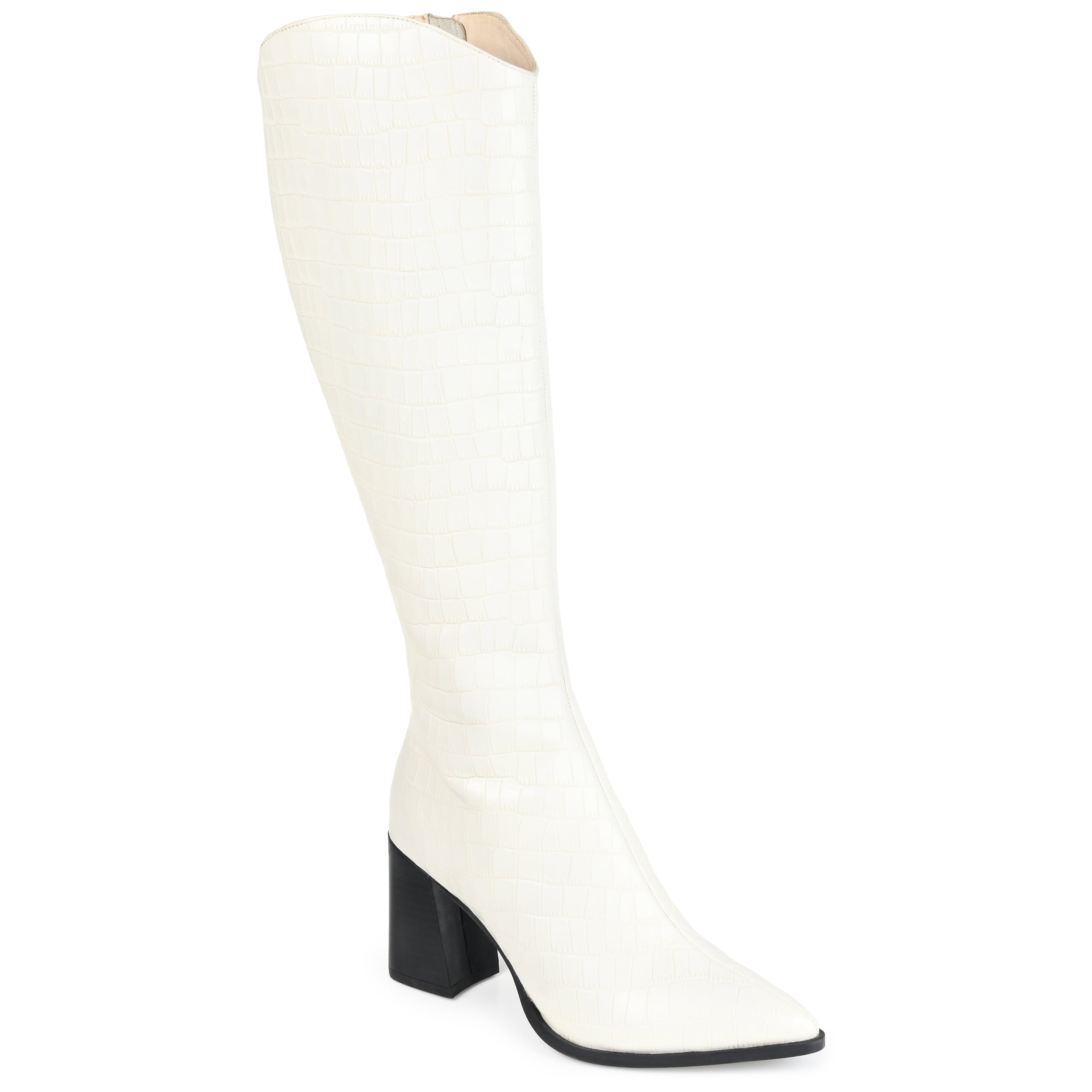 Женские ботинки Journee Signature Wide Calf из натуральной кожи Tru Comfort Foam Laila, кремовый