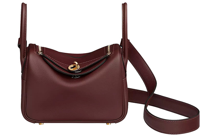 

Сумка через плечо мини Lindy Swift из телячьей кожи женская 0G Saddle Red HERMES