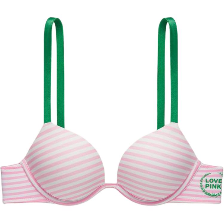 

Victoria's Secret Женский бюстгальтер PINK Girlish Bra, розовый, в белую полоску