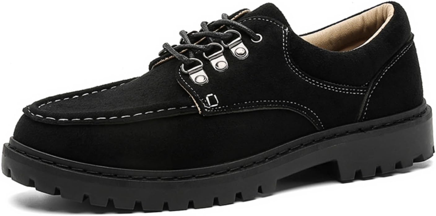 

Мужские повседневные туфли в стиле оксфорд с шнуровкой, из замшевой кожи с прочной резиновой подошвой, металлическими люверсами и строчкой, для работы, повседневной носки и делового стиля Kelibasi, черный