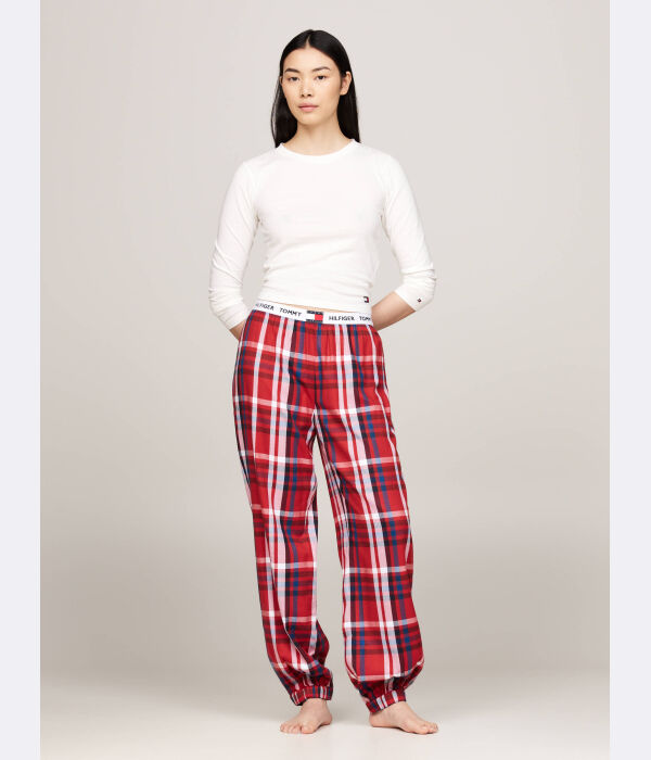 Брюки женские Tommy Hilfiger свободного кроя в клетку, красный — фото 2