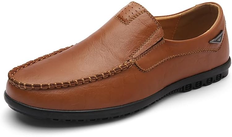 

Мужские кожаные мокасины, лоферы без застежек с гибкой подошвой, коричневые и черные, удобная повседневная обувь для ходьбы Generic