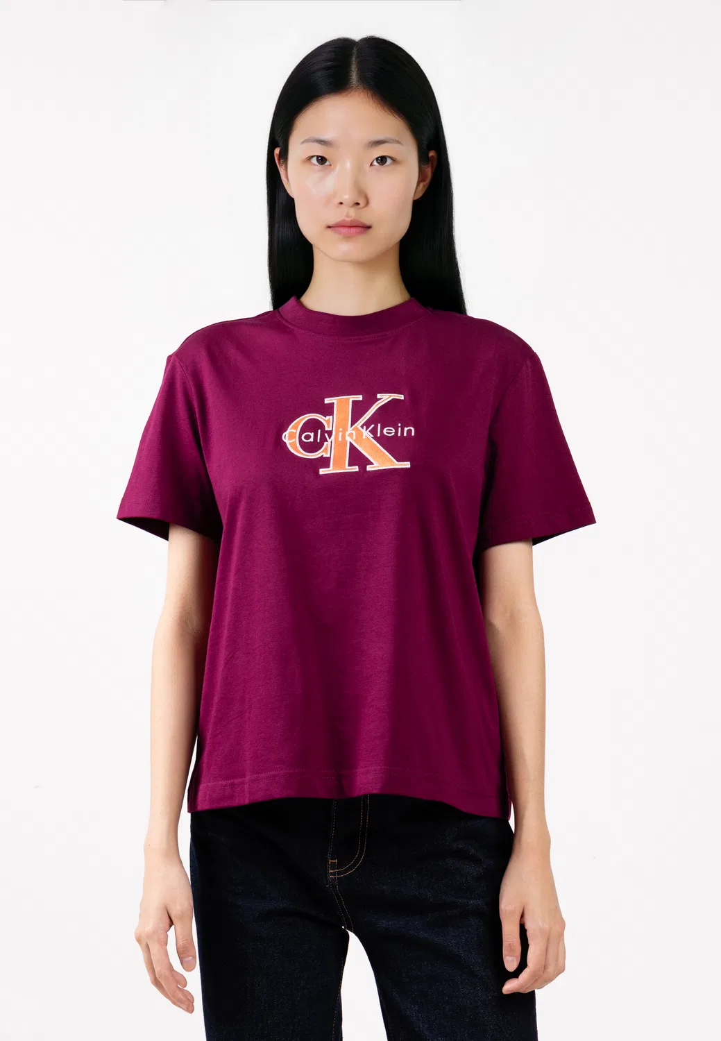 Футболка, с графическим принтом, Calvin Klein Jeans, ягодный