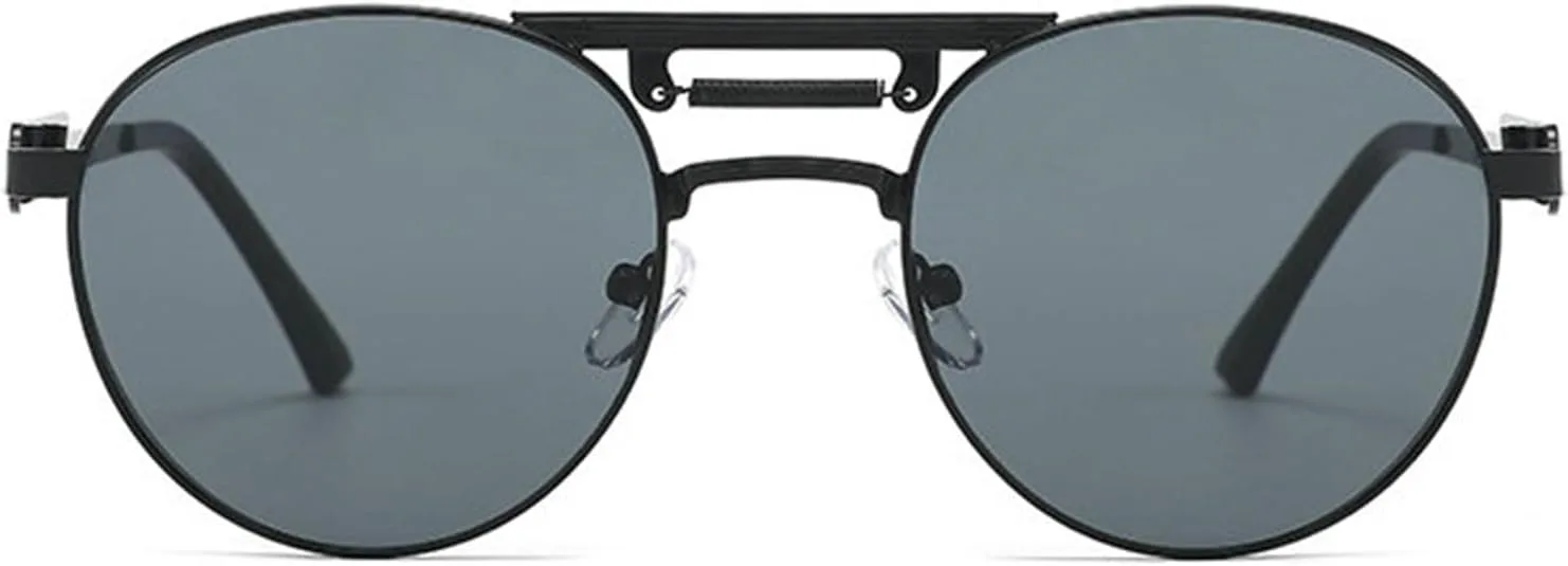 

Солнцезащитные очки Willochra Fashion Round Pilot для мужчин и женщин, с двойной перемычкой, металлическим винтажным градиентом, защита от ультрафиолета UV400, C1