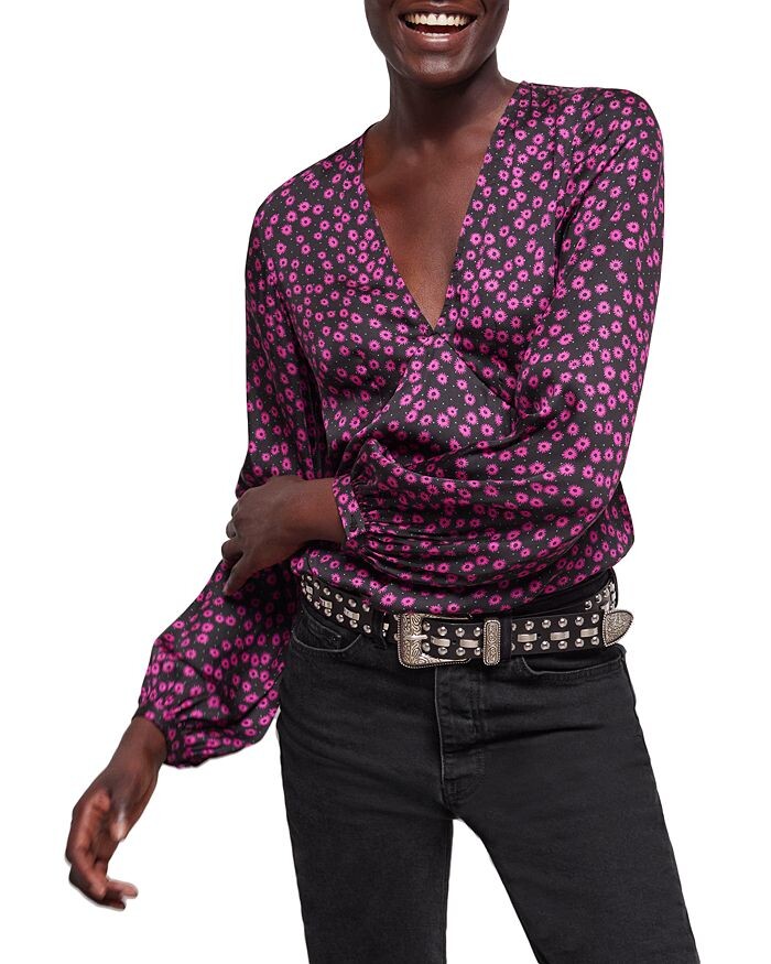 

Топ с принтом The Kooples Daisy Dots, розовый