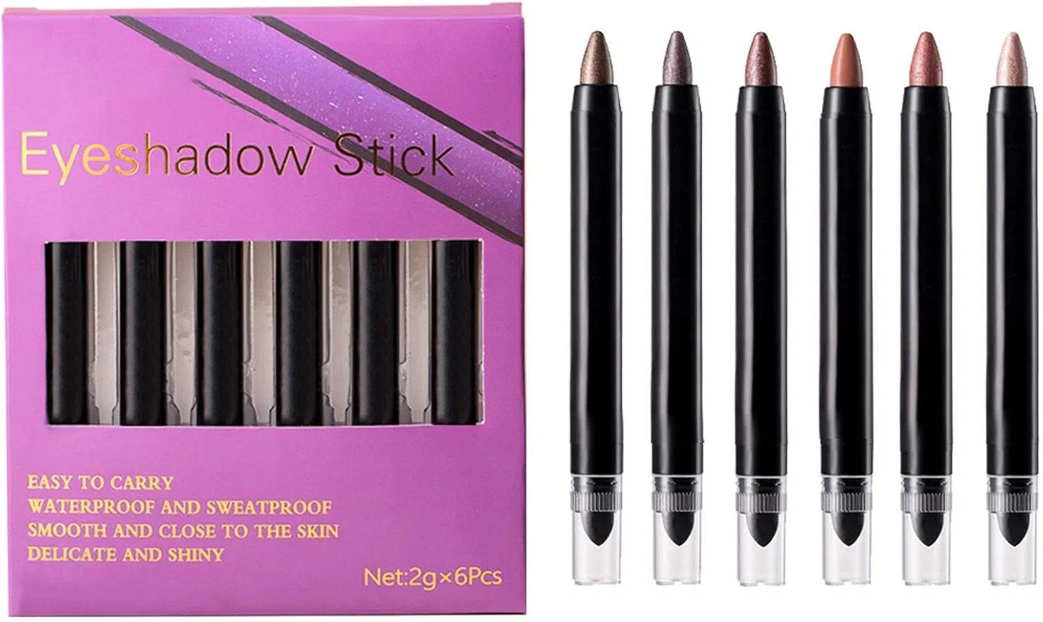 Тени для век Shimmer Eyeshadow Stick, набор из 6 штук, No Brand