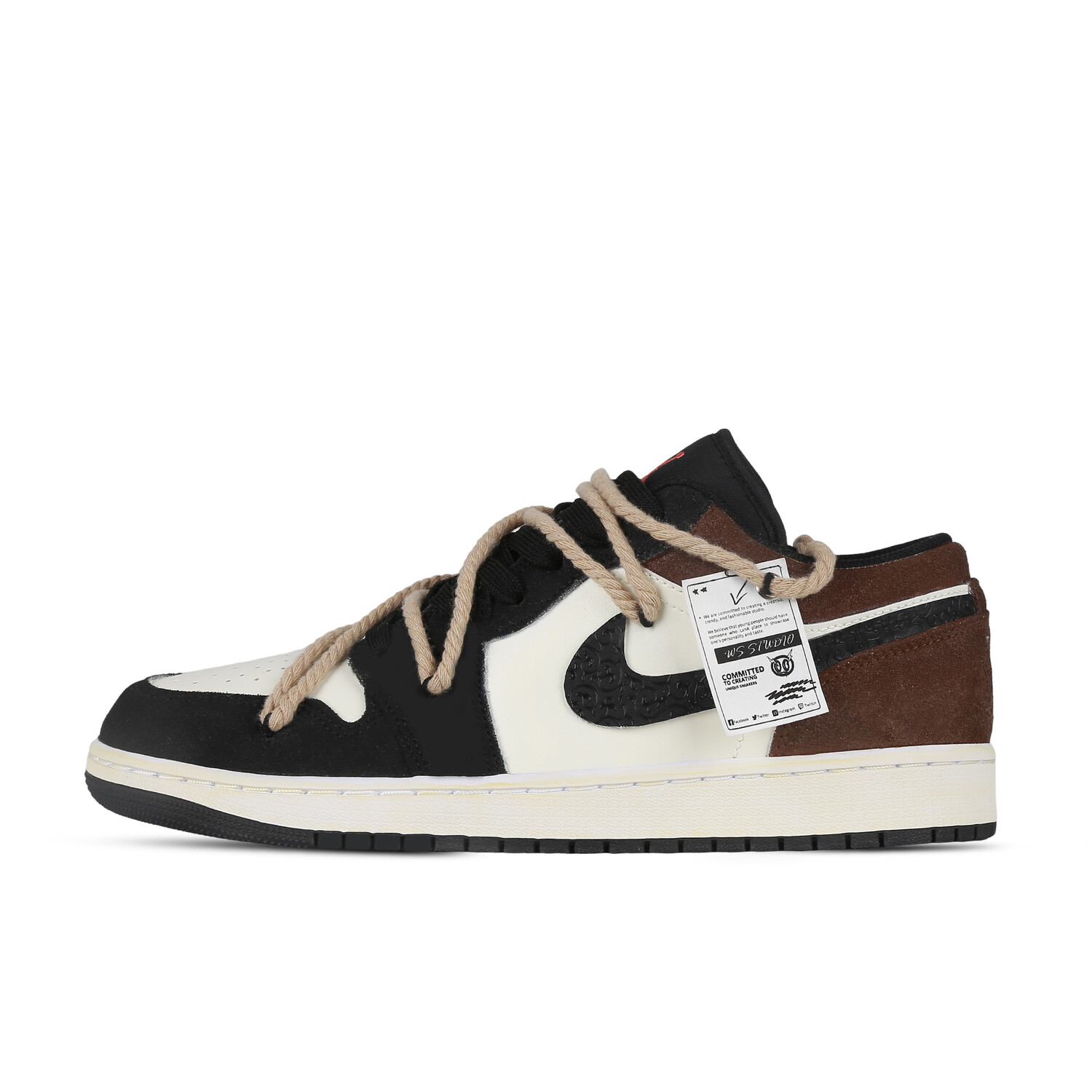 

Кроссовки Air Jordan 1 Vintage Basketball Shoes Women's Low-top Black/White/Brown, черный/белый/коричневый