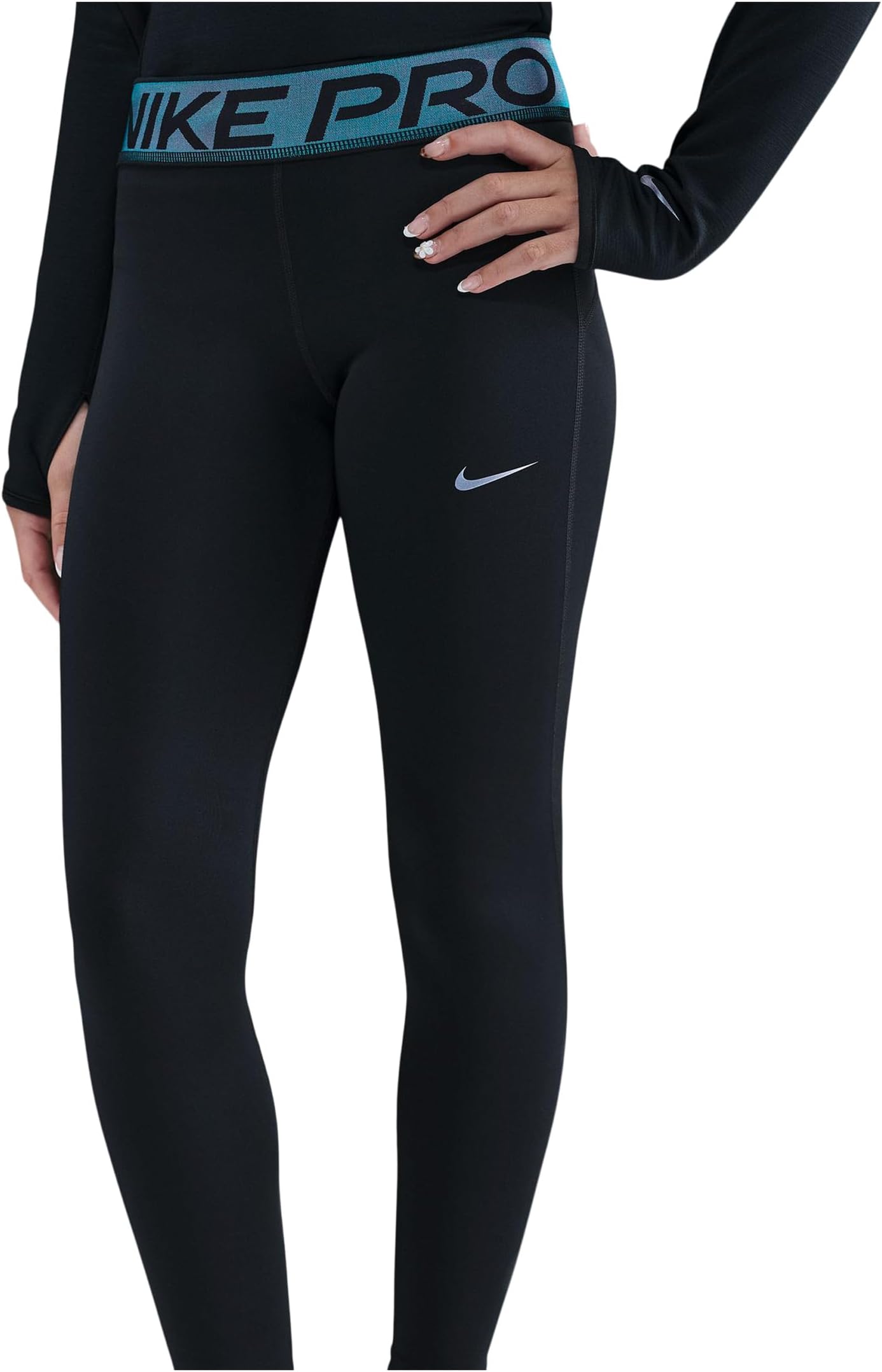 Леггинсы Pro Dri-FIT с блестящими вставками Nike Kids, Black — фото 3