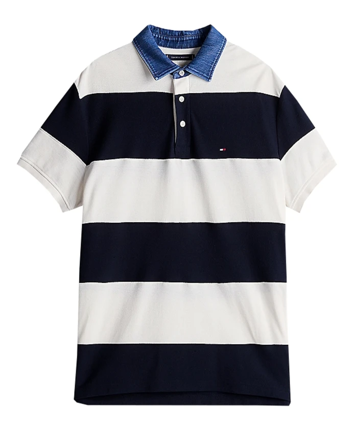 

Полосатая рубашка-поло для регби Tommy Hilfiger, белый