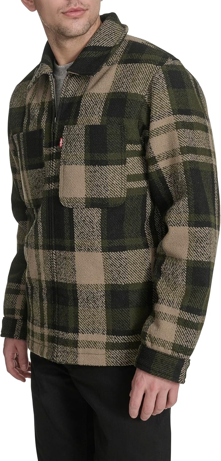 Мужская куртка Levi's Depot из шерстяной смеси, Green/Black Plaid — фото 3
