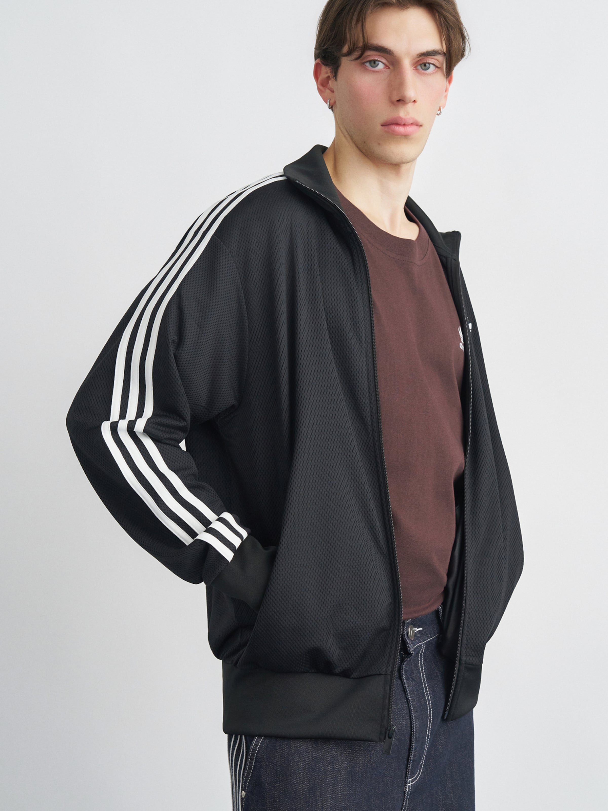 Adidas Originals Толстовка с молнией 'Firebird Adicolor' в черном цвете — фото 4