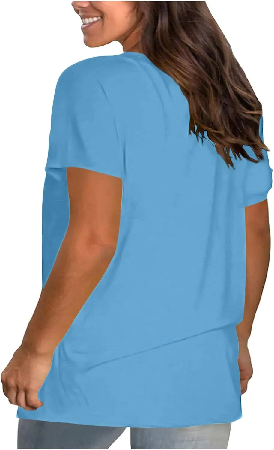 Футболка женская с круглым вырезом, свободный крой, Light Blue-1 — фото 3