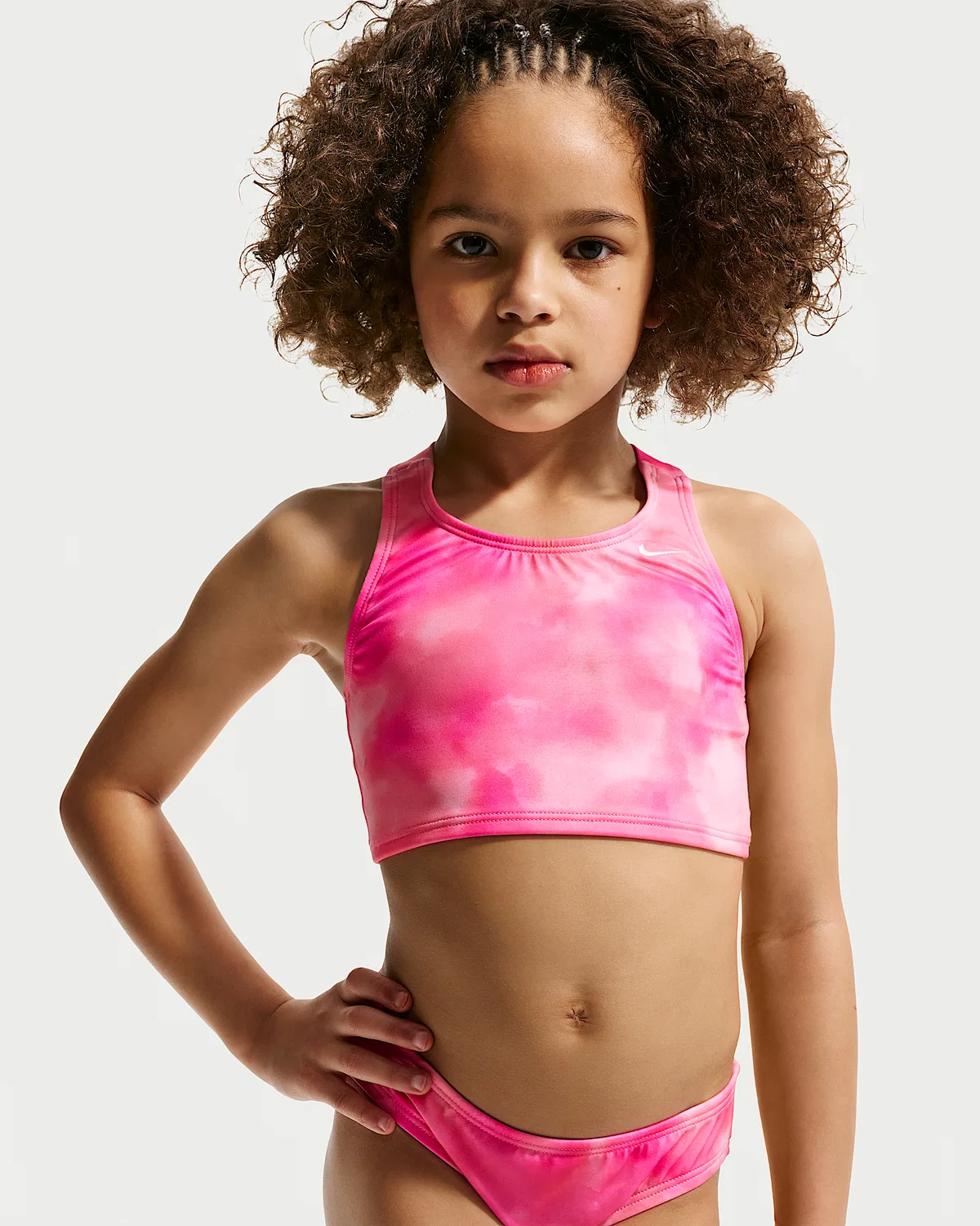 Детский (девочки) длинный рукав Hydroguard + Midkini Set Nike Swim, Pink Glow/Pink Foam — фото 4