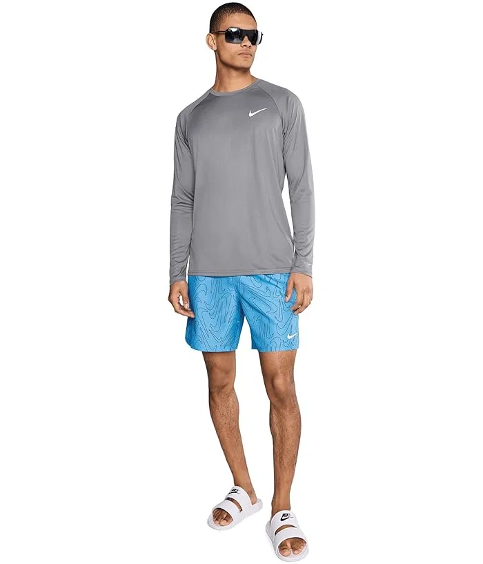 Плавательная футболка Essential Long Sleeve Hydroguard Nike, Cool Grey — фото 2