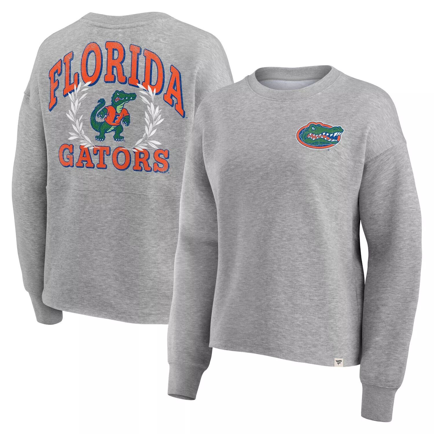 

Женский пуловер Fanatics с логотипом Heather Grey Florida Gators Ready Play Crew Fanatics