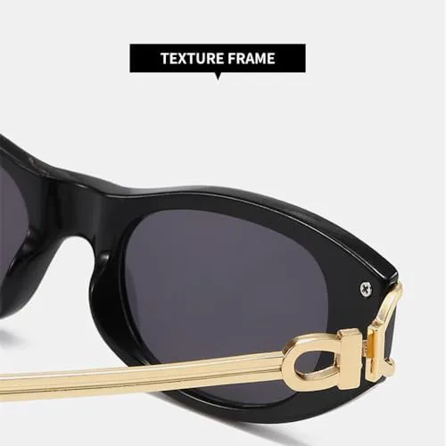 

Женские панк-очки овальной формы с металлическим блеском, модные для девушек, для отдыха на природе, кемпинга, фотосъемки, защита от ультрафиолета UV400 MTZJH, Brown