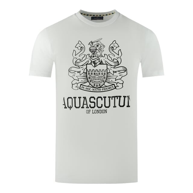 

Футболка с большим ярким логотипом лондонского бренда Aldis Aquascutum, белый