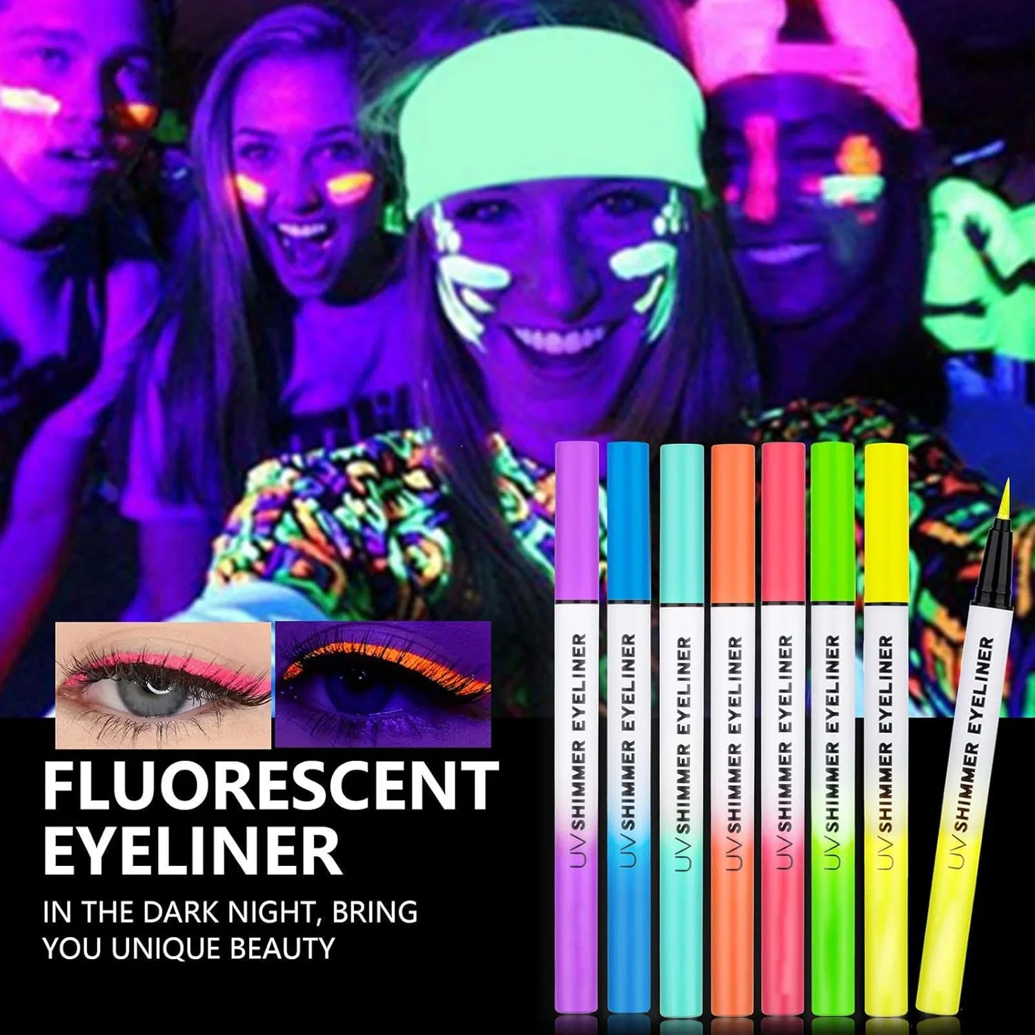 Набор для макияжа Glow in the Dark Eyeliner Set 6 цветов, 1 шт. — фото 2