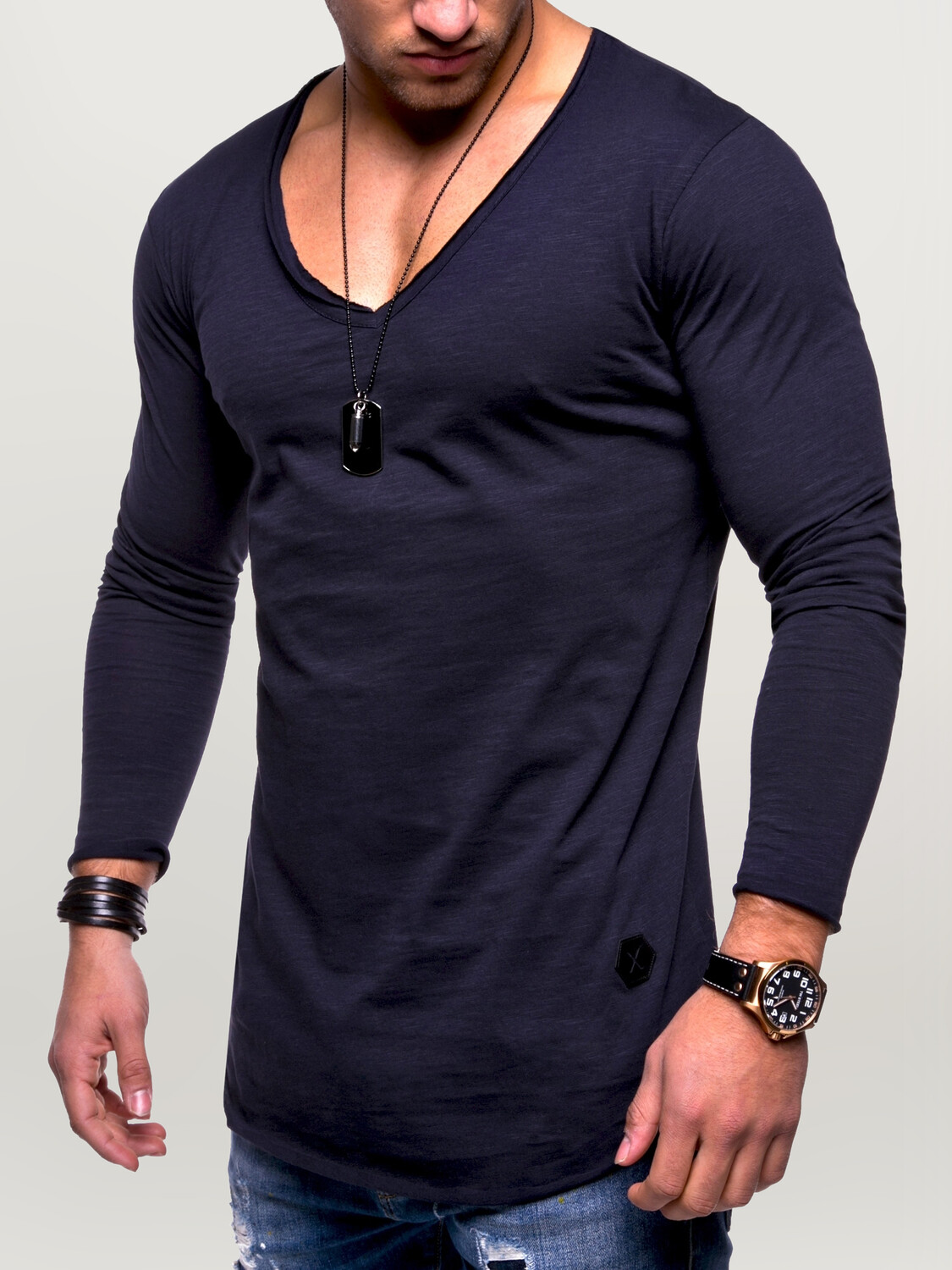 

Лонгслив behype NUKE L/S, темно синий