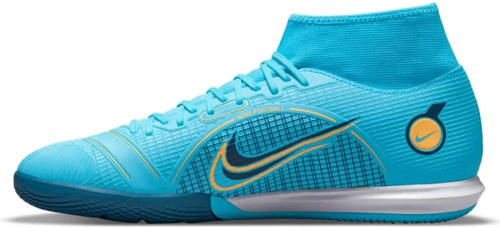 Футбольные кроссовки Nike Unisex Mercurial Superfly 8 Academy IcFootball, Chlorine Blue Laser Orange Marina — фото 3