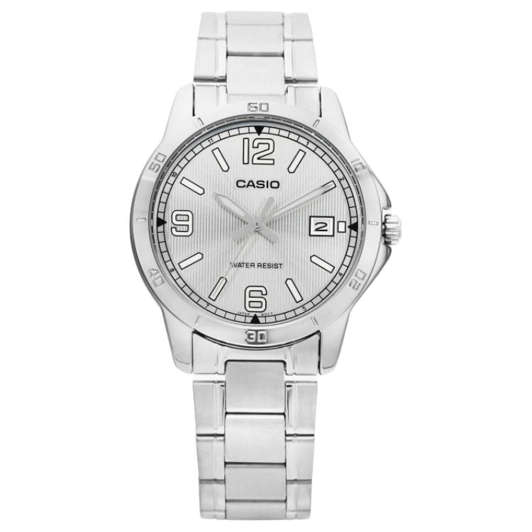 

CASIO Часы с кварцевым механизмом на стальном браслете, мужские, серебристый циферблат