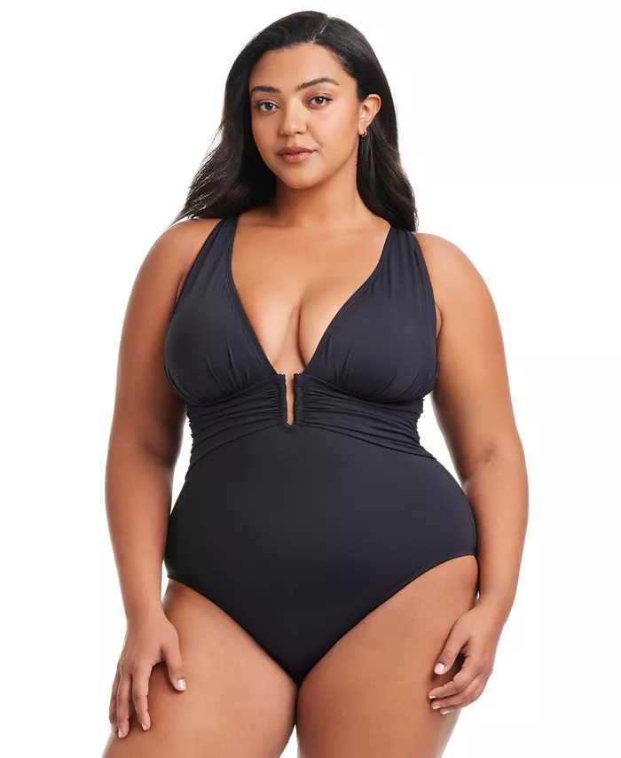 

Купальник Plus Size Key Item Plunge с глубоким вырезом Bleu by Rod Beattie, черный