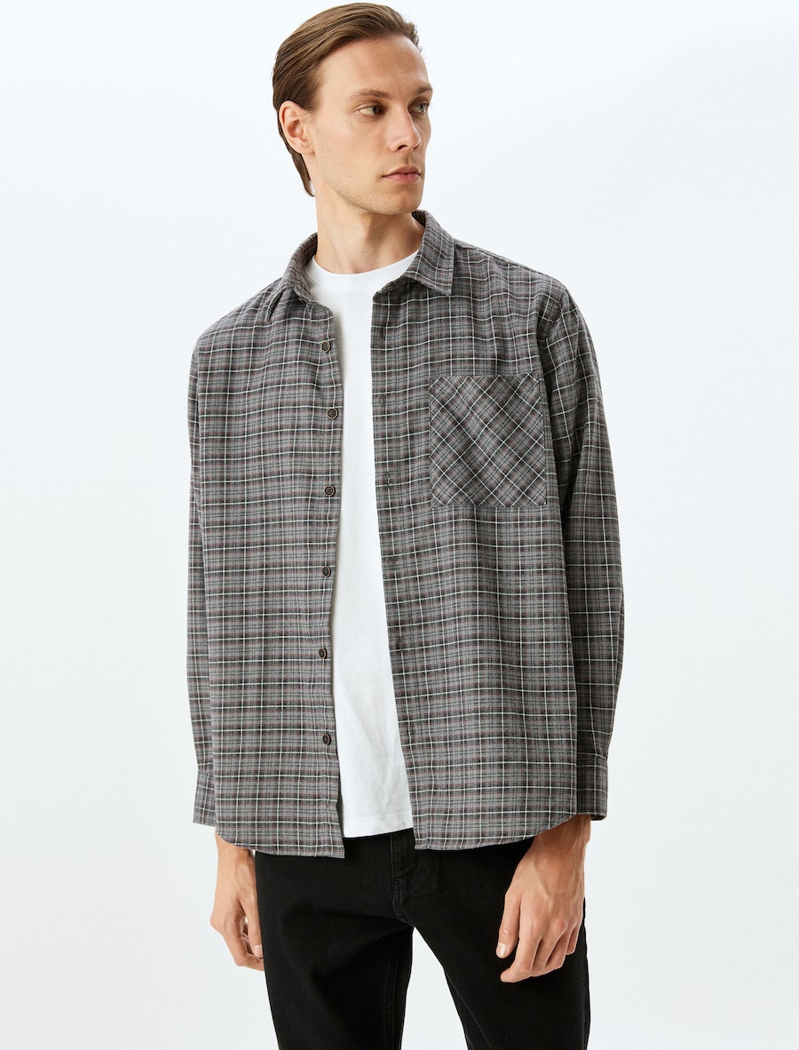 

Рубашка на пуговицах классического кроя Koton, серый